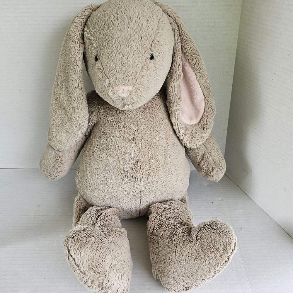 Jumbo Huge Pottery Barn Kids PBK Bunny Stuffed Taupe Gray Floppy Ears Plush Toy
